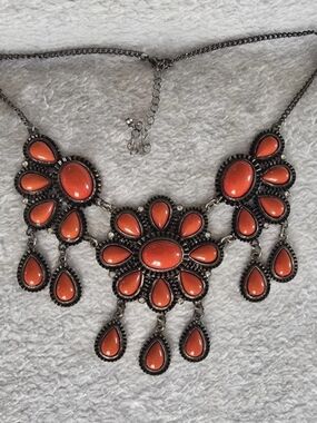 Coral Statement Bib Necklace - Unknown Brand